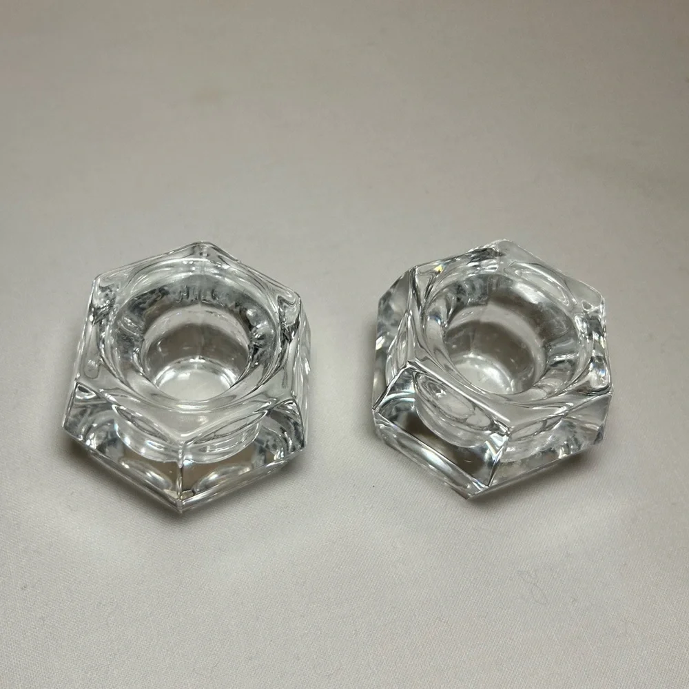 Set of 2 Glass Candle Holders
